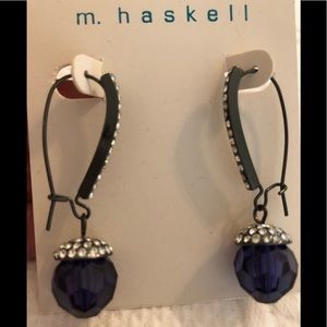 M. Haskell NWT rhinestone purple drop earrings